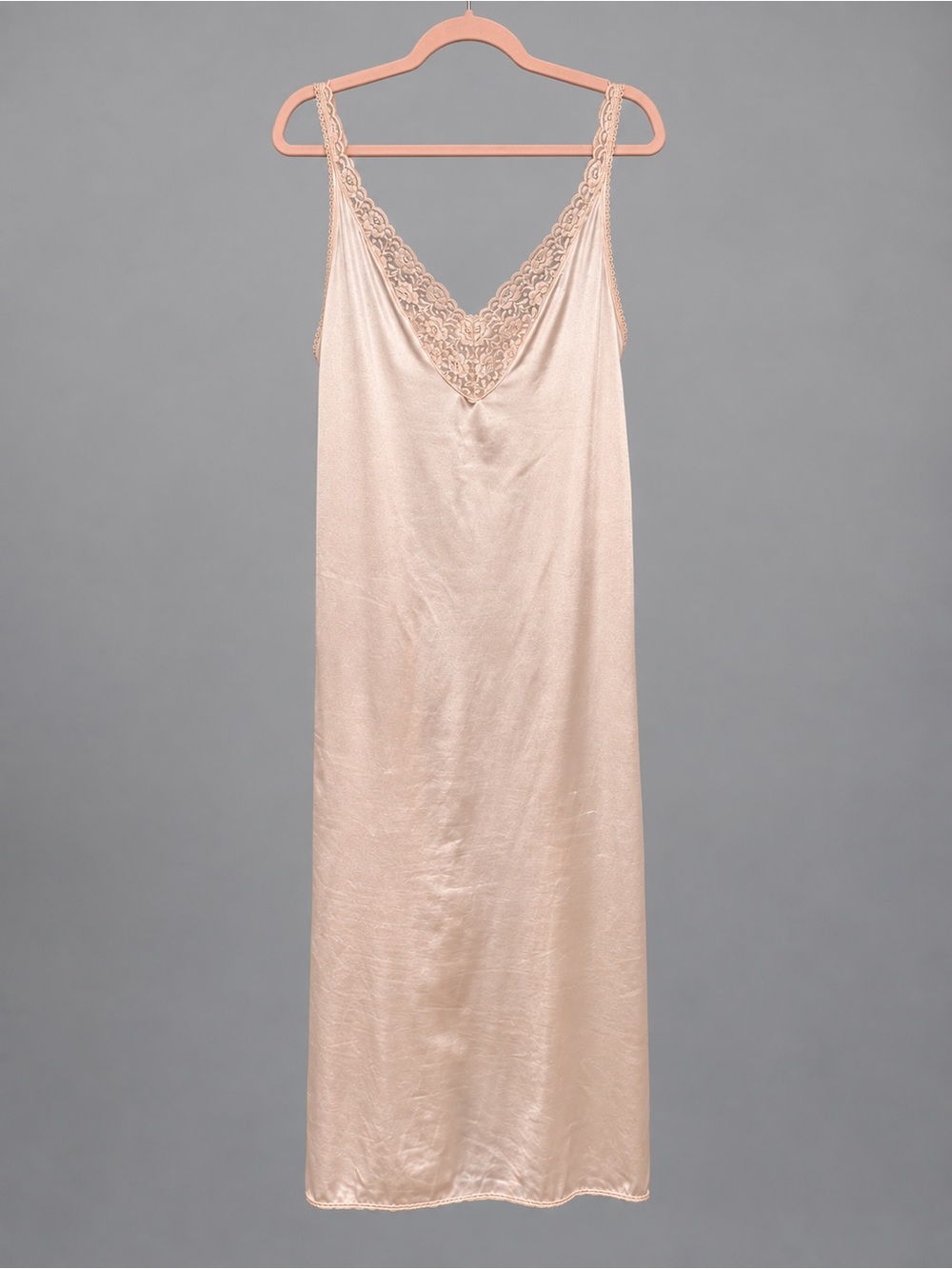 1960’s-1970’s Vanity Fair Blush Pink Lace Slip Dress •Made in USA Size 38